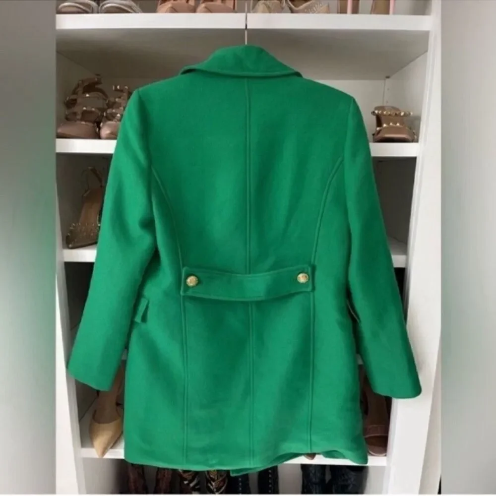 New Green Coat Jacket BUTTONED TAILORED GREEN Size XS
